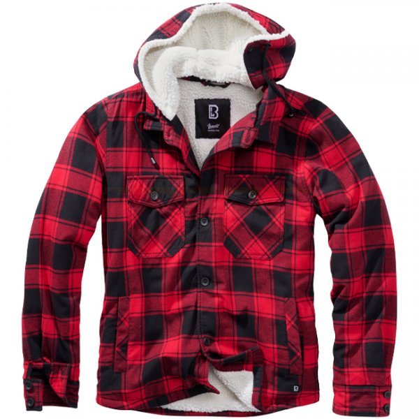 Brandit Lumberjacket Hooded - Red / Black - 6XL