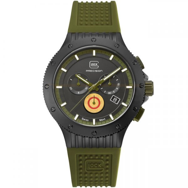 Glock Watch Black Titanium Case & Green Silicone Strap