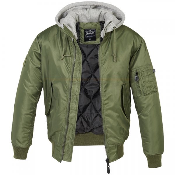 Brandit MA1 Sweat Hooded Jacket - Olive / Grey - 3XL