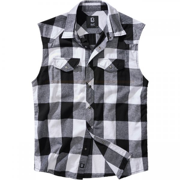 Brandit Checkshirt Sleeveless - White / Black - XL