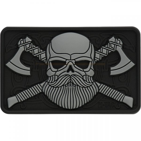 M-Tac Bearded Skull 3D Rubber Patch - Grey