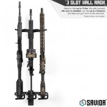 Savior Equipment Angle Adjustable Rifle Wall Rack 3 Slots - Black