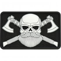 M-Tac Bearded Skull 3D Rubber Patch - White